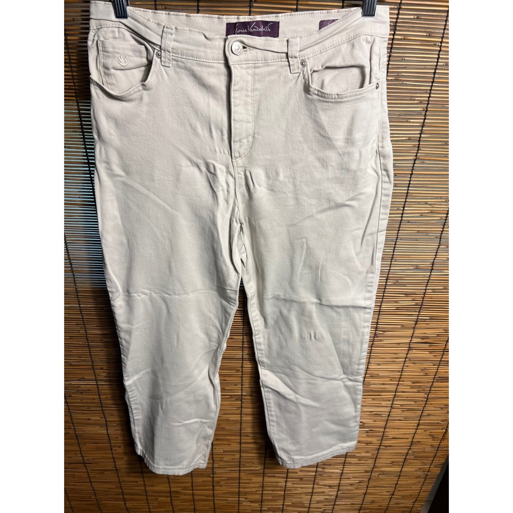 Gloria Vanderbilt Amanda Khaki Beige High Rise Straight Leg Pants Size 12